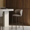 Taburete Ciselia de chenilla - marrón claro y patas de acero con acabado negro altura 65 cm en Marrón - Butacas, banquetas y puffs, Uruguay | Kavehome, vista 2 de 9