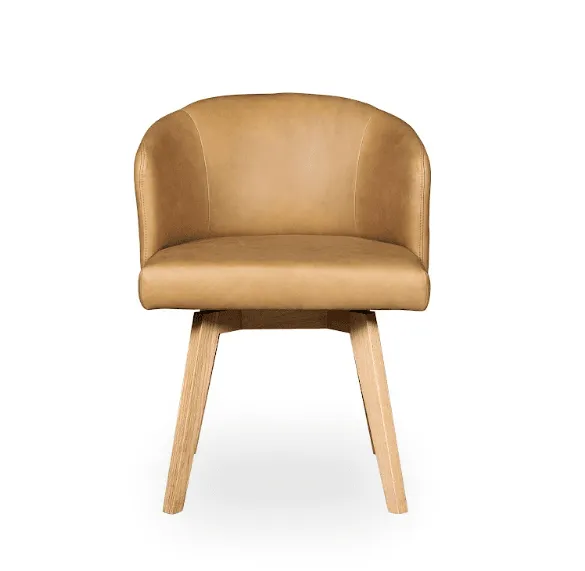SILLA HERNAN GIRATORIA ROBLE Y CUERO CAMEL en Beige - Sillas, Uruguay | Masinfinito Casa
