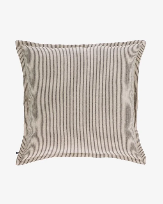 Almohadón Aleria algodón - rayas marrón y beige 60 x 60 cm en Blanco - Textiles, Uruguay | Kavehome