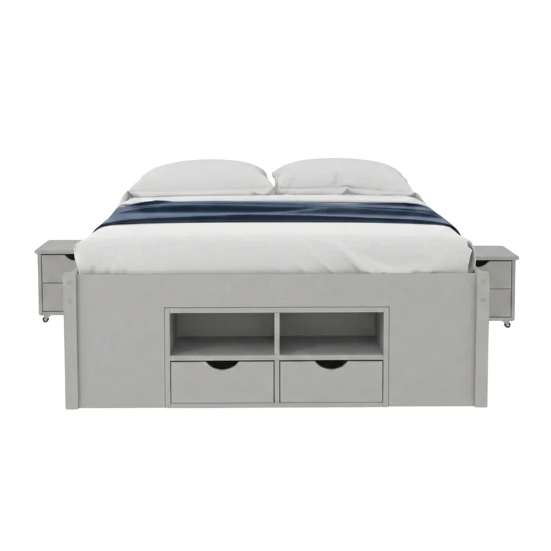 Cama 2 plazas con Cajones - Charme - Linea Funcional - Gris en Gris - Dormitorio, Uruguay | Rústico Hogar, vista 3