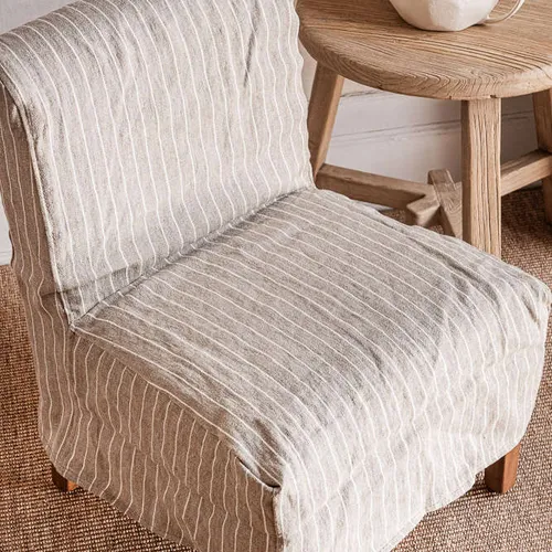 SILLA SOHO - LINO ALTO GRAMAJE RAYADO BEIGE - Butacas, banquetas y puffs, Uruguay | La Iberica