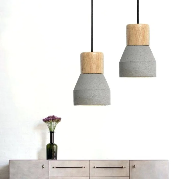 Luminaria de cemento y madera 12.5*16cm - GRIS NATURAL en Gris - Lámparas colgantes, Uruguay | Iluminica, vista 4
