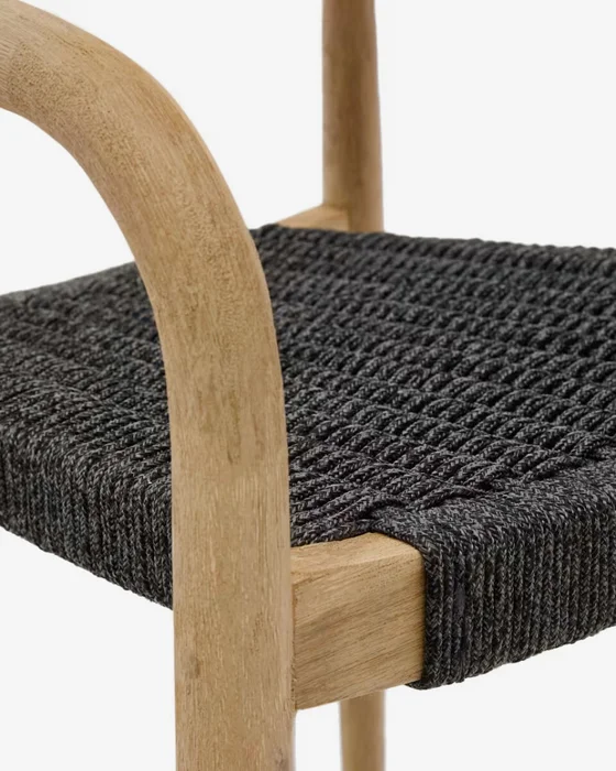 Silla Nina madera maciza - de acacia y cuerda negro en Negro - Sillas, Uruguay | Kavehome, vista 6