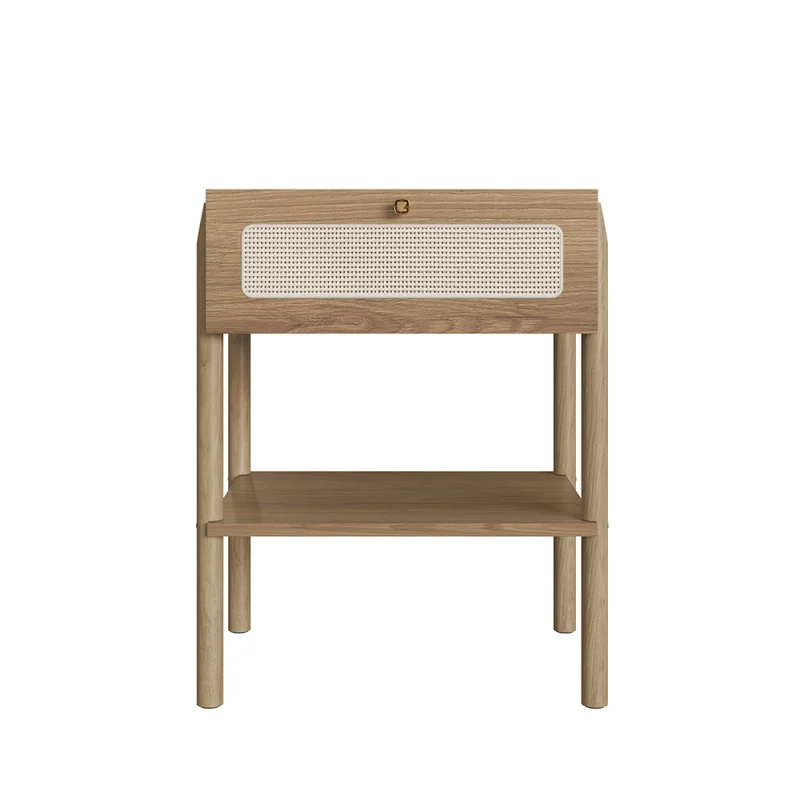 Mesa de Luz Oslo - 1 Cajon - Natural con tejido en Marrón - Mesas de luz, Uruguay | Nyr, vista 4