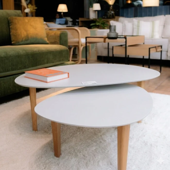 Conjunto Mesa de Centro Capri – Blanco en Madera natural - Mesas de living, Uruguay | Berna home, vista 2