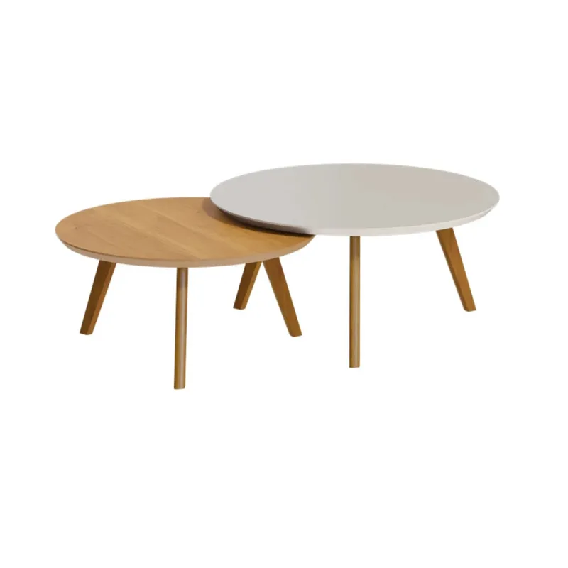 Mesa de Centro Conjunto - Línea Nevada - Blanco/Natural en Multicolor - Mesas de living, Uruguay | Ecowood