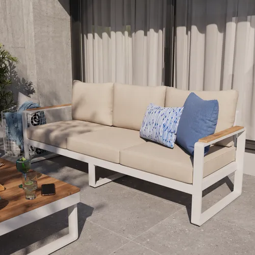 Sofá de jardín 3 puestos Persea Blanco en Beige - Muebles para el exterior, Uruguay | Naterial Uruguay