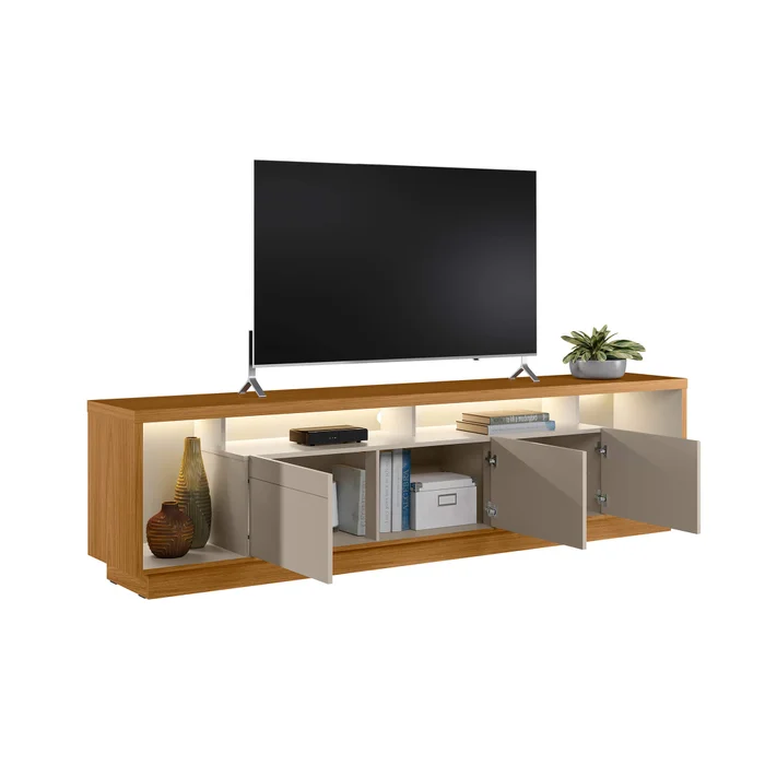 Rack tv Sala Cronos 220cm con tira Led MDF/MDP en Madera natural - Muebles para TV, Uruguay | Balton, vista 12