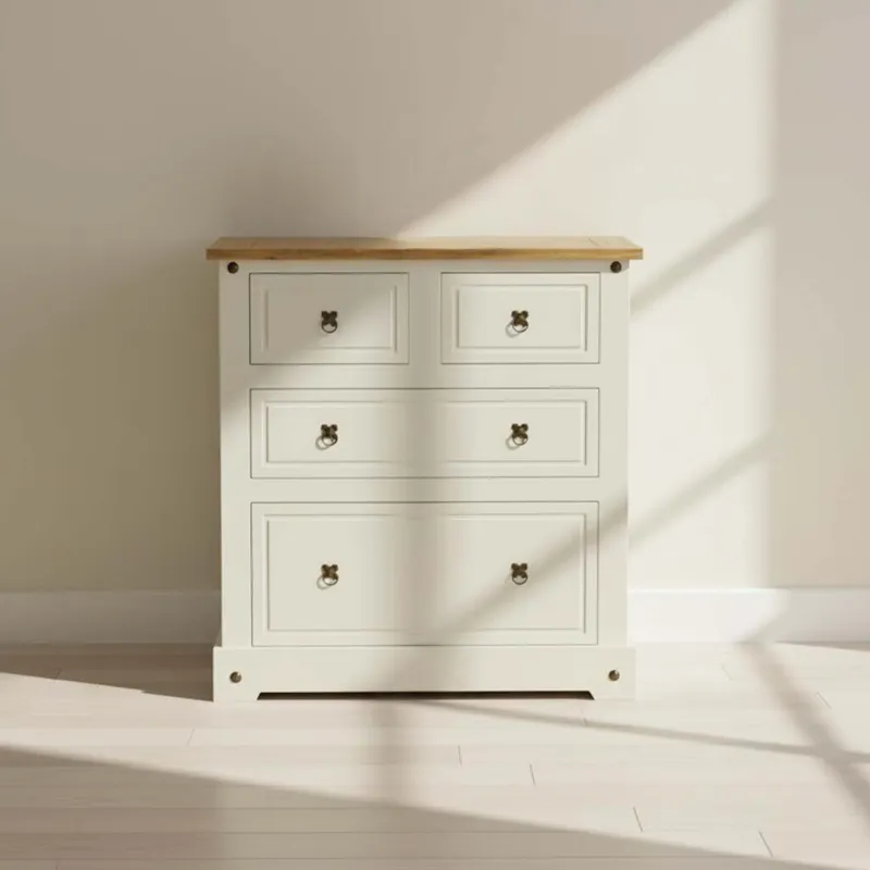 Cómoda Cajonera 4 Cajones Madera Natural-beige Smile en Beige - Cómodas, Uruguay | Divino