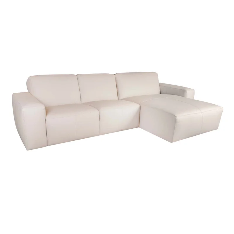 Sofa Con Chaise Más De 4 Cuerpos Cuero-y-madera Natural-beige Loft Arena en Beige - Sillones y sofás, Uruguay | Divino, vista 3