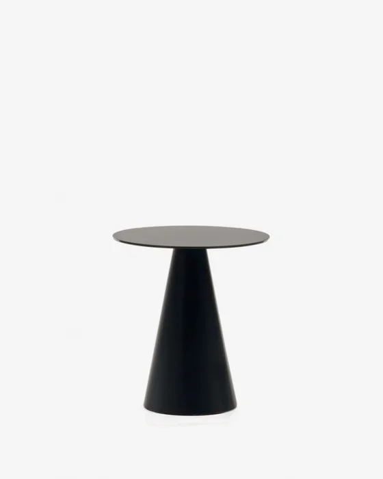 Mesa auxiliar Wilshire de cristal templado y metal con acabado pintado negro mate Ø 50 cm en Negro - Mesas de arrimo, Uruguay | Kavehome
