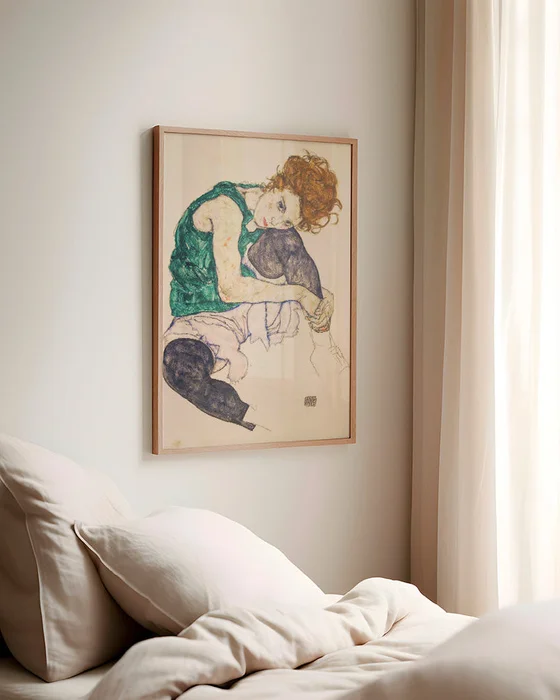 Egon Schiele - Seated Woman with Bent Knees en Multicolor - Láminas, Uruguay | La Cuadrería, vista 2
