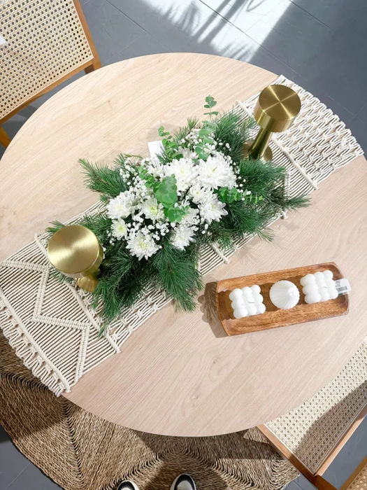 Caminero Macrame en Blanco, Natural, Gris - Textiles, Uruguay | Indrana