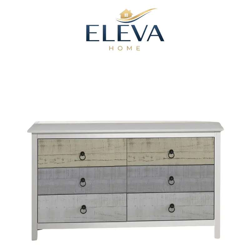Comoda 6 cajones Linea Flora - Blanco en Blanco - Cómodas, Uruguay | Nario Hogar