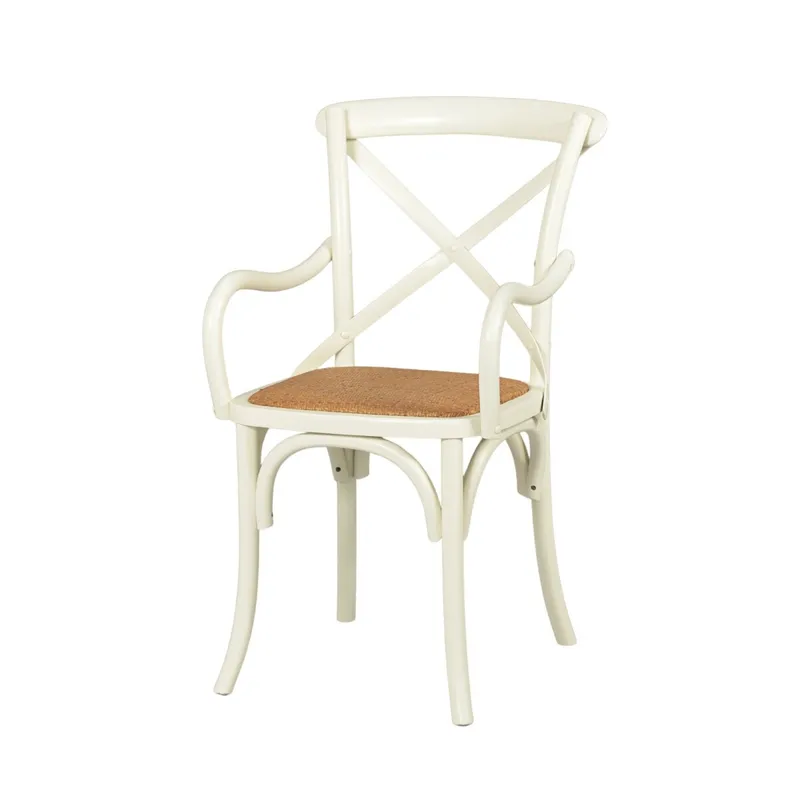 Silla de Abedul cruceta con apoyabrazos - Blanco en Blanco - Sillas, Uruguay | Rústico Hogar