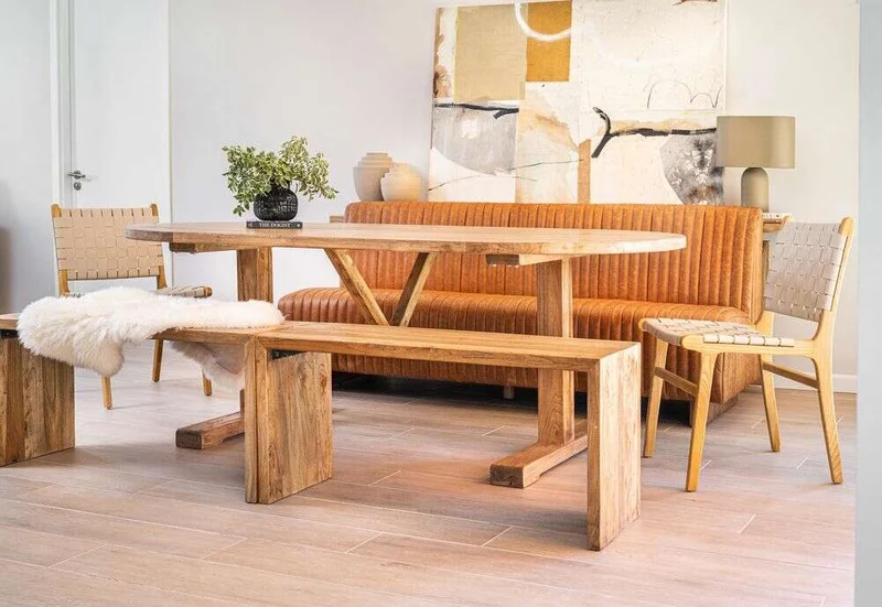 SILLON DE COMEDOR FERRARO - CUERO ITALIANO CARAMELO - 2.13 MTS en Marrón - Sillones y sofás, Uruguay | La Iberica, vista 5