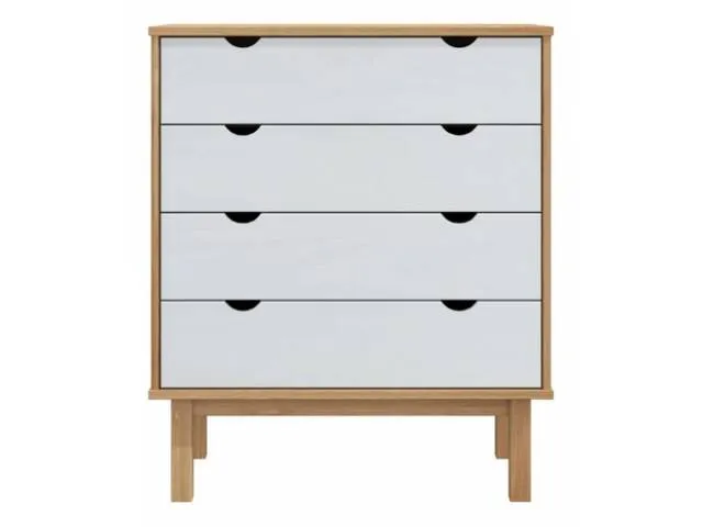 Comoda 4 C Mel/Gris Linea Nordica en Madera Maciza en Mel/Blanco - Cómodas, Uruguay | Que Sal Muebleria
