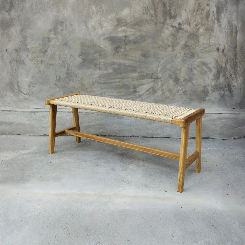 Banco de Teca y Telar Lapa | Casakos en Madera natural - Butacas, banquetas y puffs, Uruguay | Casakos, vista 4