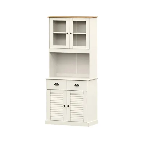 Cristalero - 4 Puertas - 2 Cajones - Línea Oslo - Blanco en Blanco - Bibliotecas, Uruguay | Ecowood