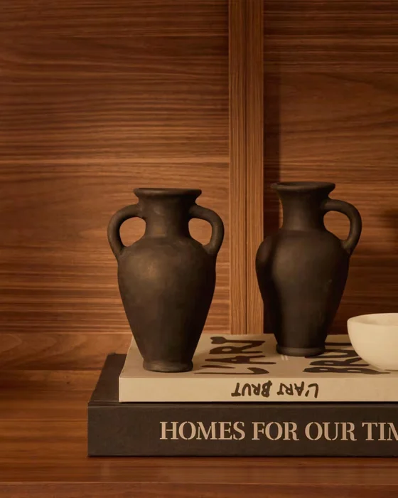 Set Tefare de 2 jarrones de terracota con acabado negro 18 cm / 18 cm en Negro - Jarrones, Uruguay | Kavehome, vista 2