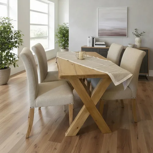 Juego De Comedor Madera Ozark Cruceta Con 4 Sillas De Vestir A Eleccion en Madera natural - Mesas de comedor, Uruguay | Ozark Home
