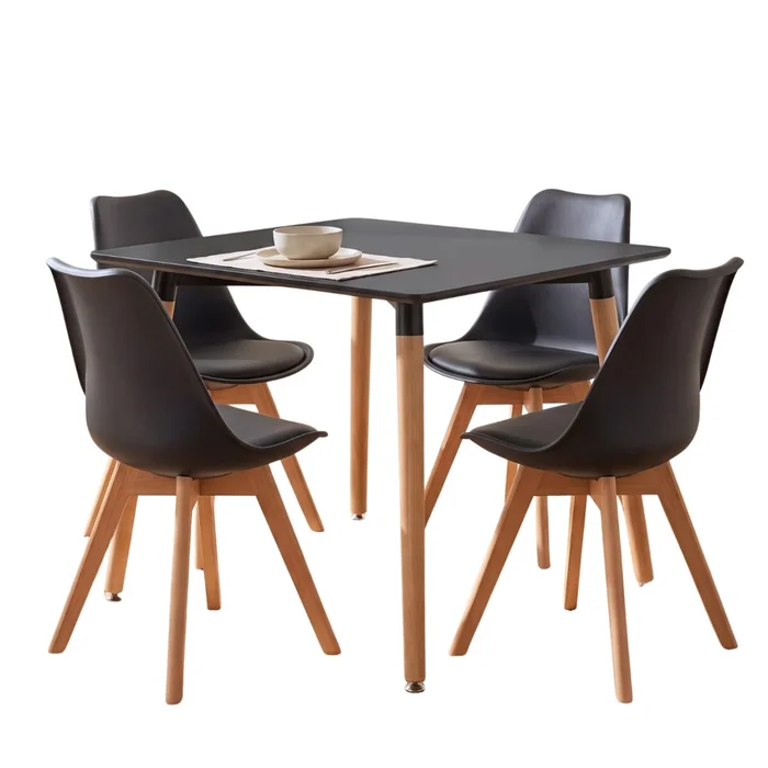 Juego de Comedor 4 Sillas Eames acolchada 80 - Negro en Negro - Mesas de comedor, Uruguay | Rústico Hogar, vista 2