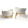 MACETA C/BASE MADERA 38X20CM TRYAS BLANCO - Macetas, Uruguay | Decohogar, vista 1 de 5