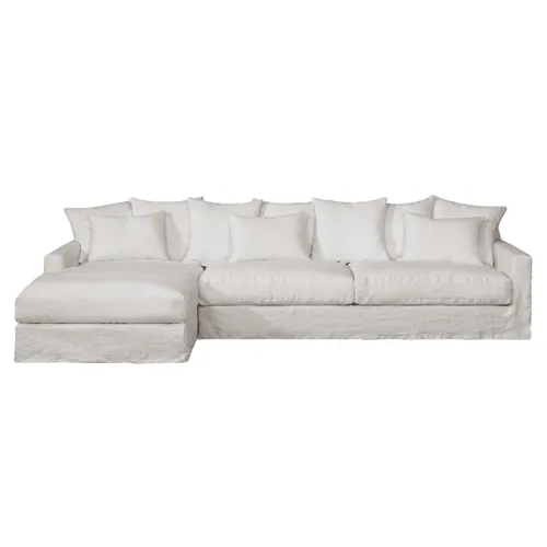 RINCONERA BISCARROSSE 303X100X160 LINO BLANCO CHAISE LONGUE IZQUIERDO - Sillones y sofás, Uruguay | Masinfinito Casa