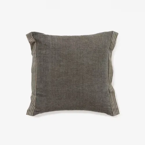 Almohadón Niven 100% lino - verde jaspeado con rayas laterales 45 x 45 cm en Verde - Textiles, Uruguay | Kavehome