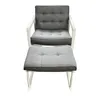 POLTRONA EN MADERA CON POSAPIE - TAPIZADO TELA GRIS - PRODUCTO CON DETALLES - en Gris - Butacas, banquetas y puffs, Uruguay | Champagne Home, vista 4 de 4