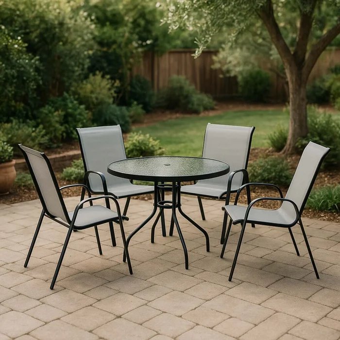 Set De Jardin Acero-y-textilina Gris Minori en Gris - Muebles para el exterior, Uruguay | Divino