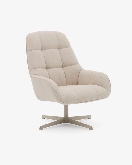 Butaca giratoria Jaspe beige y metal con - beige y metal con con acabado gris FSC 100% en Beige - Butacas, banquetas y puffs, Uruguay | Kavehome