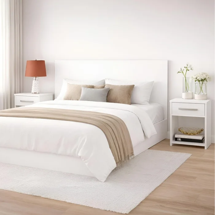 Respaldo de Sommier C/ 2 Mesas de Luz - MDP - BLANCO en Blanco - Dormitorio, Uruguay | Mulata, vista 2