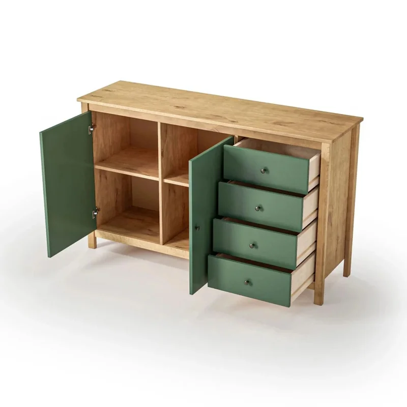 Cómoda Aparador 2 Puertas 4 Cajones - Línea Maden - Verde en Verde - Aparadores y recibidores, Uruguay | Ecowood, vista 4