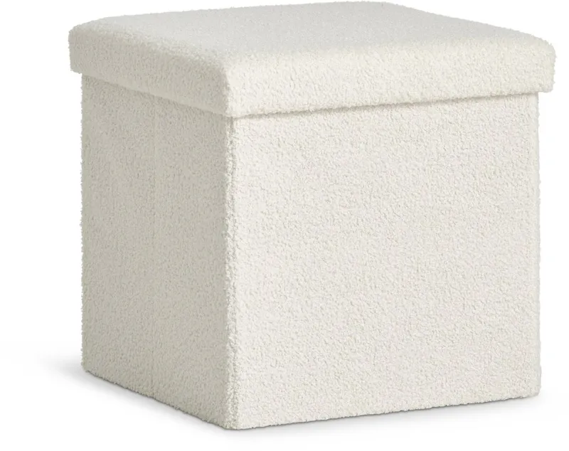 Puf NYSTED 38x38 con almacenaje felpa blanco en Blanco - Butacas, banquetas y puffs, Uruguay | JYSK