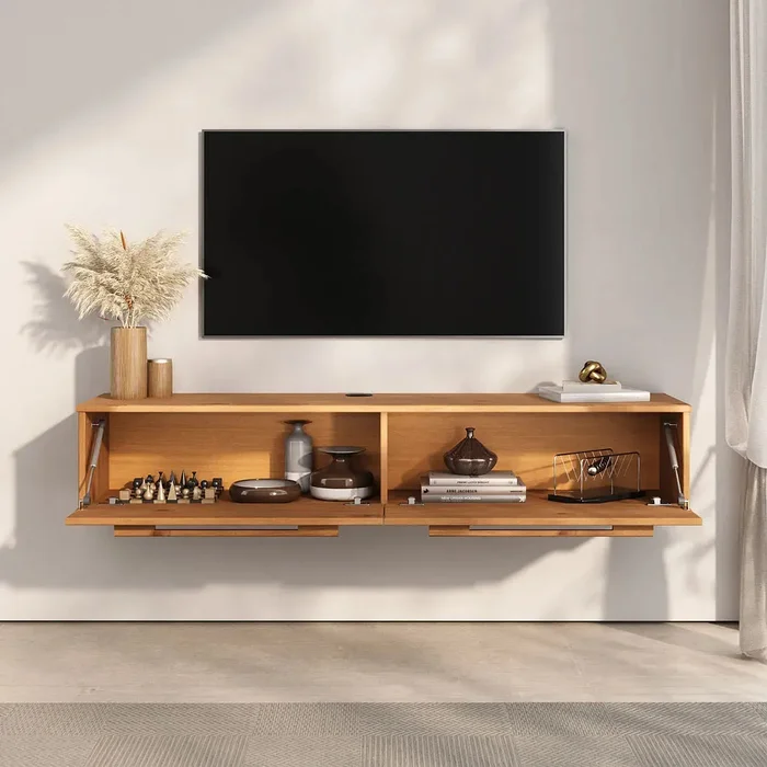 Rack TV 145cm Suspendido/Flotante Trega - Madera Maciza en Madera natural - Muebles para TV, Uruguay | Balton, vista 7