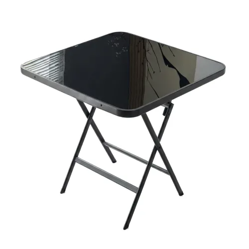 Mesa Plegable Cuadrada – Vidrio Templado 60 cm – Vertice en Negro - Muebles para el exterior, Uruguay | Delta Center