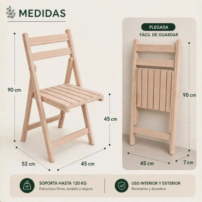 Set de exterior plegable en Madera natural - Muebles para el exterior, Uruguay | La Cueva Muebles, vista 3