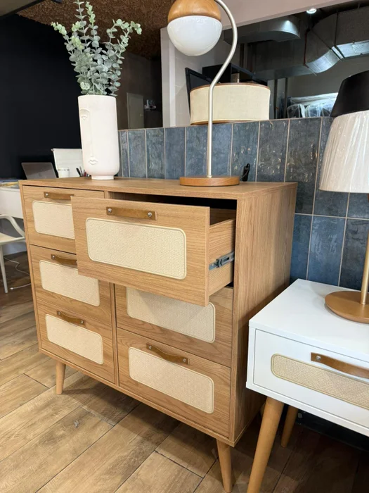 Cómoda Personal Praga 6 cajones – Olmo en Madera natural - Cómodas, Uruguay | Berna Home, vista 4