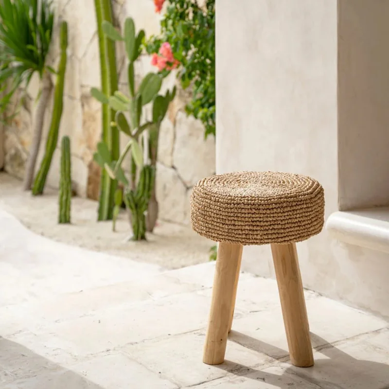 Banco de Teca y Sisal Centrik | Casakos en Beige - Butacas, banquetas y puffs, Uruguay | Casakos, vista 5