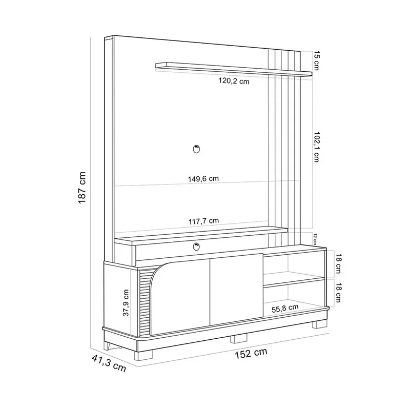 Modular Rack Panel 2 Puertas Con Estantes Hasta 50 Pulgadas en Marrón - Muebles para TV, Uruguay | Soy Hogar, vista 8