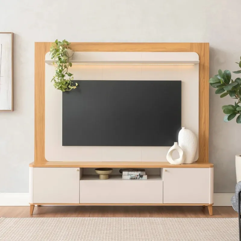 Modular para Tv Munique Nature/Blanco - Línea Haus - Muebles para TV, Uruguay | Ecowood