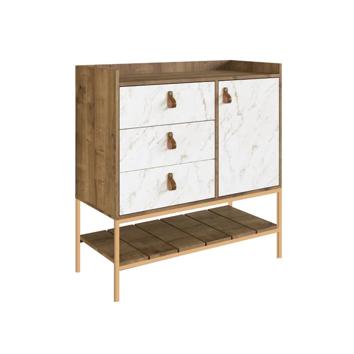 PREVENTA - Cómoda Multifuncional Personal (Hierro Dorado) en Madera natural - Cómodas, Uruguay | Berna home