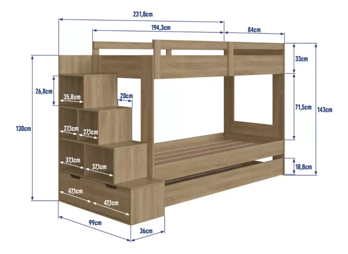 Cucheta Luca – Con Marinera – Marrón en Madera natural - Dormitorio, Uruguay | RM Muebles y Deco, vista 5