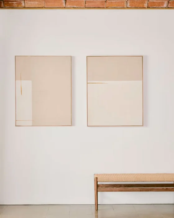 Cuadro abstracto Salin con raya horizontal de lino 80 x 100 cm en Beige - Decoración de pared, Uruguay | Kavehome, vista 2