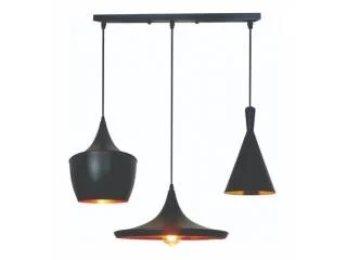 Lámpara de colgar 3 luces de aluminio E27 Negra en Negro, Uruguay | Quesal, vista 6