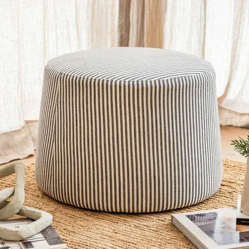 PUFF MILANO - LINO ALTO GRAMAJE RAYADO GRIS OSCURO en Multicolor - Butacas, banquetas y puffs, Uruguay | La Iberica