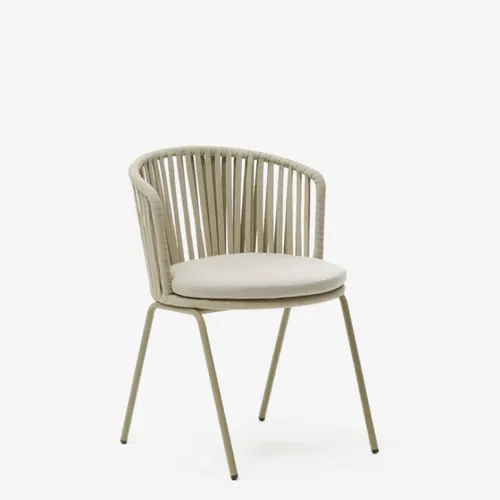 Silla exterior Saconca de cuerda y acero con acabado pintado - beige en Beige - Sillas, Uruguay | Kavehome