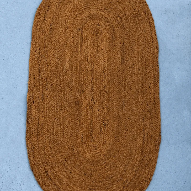 ALFOMBRA OVALADA YUTE CARAMELO en Marrón - Alfombras, Uruguay | Masinfinito Casa