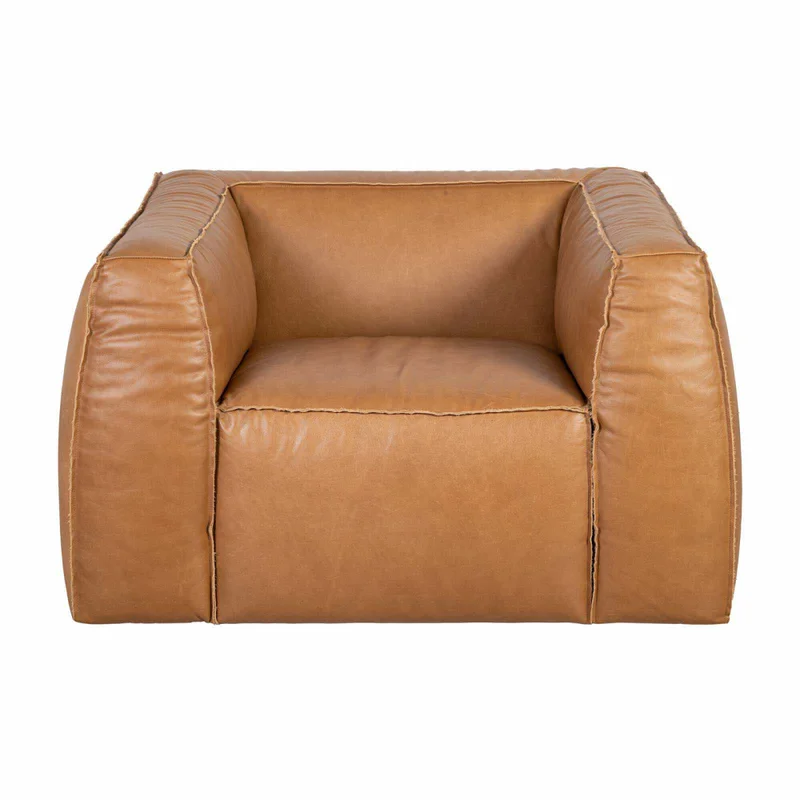 Sofá Cuero Marron Tufa Camel en Beige - Sillones y sofás, Uruguay | Divino, vista 3